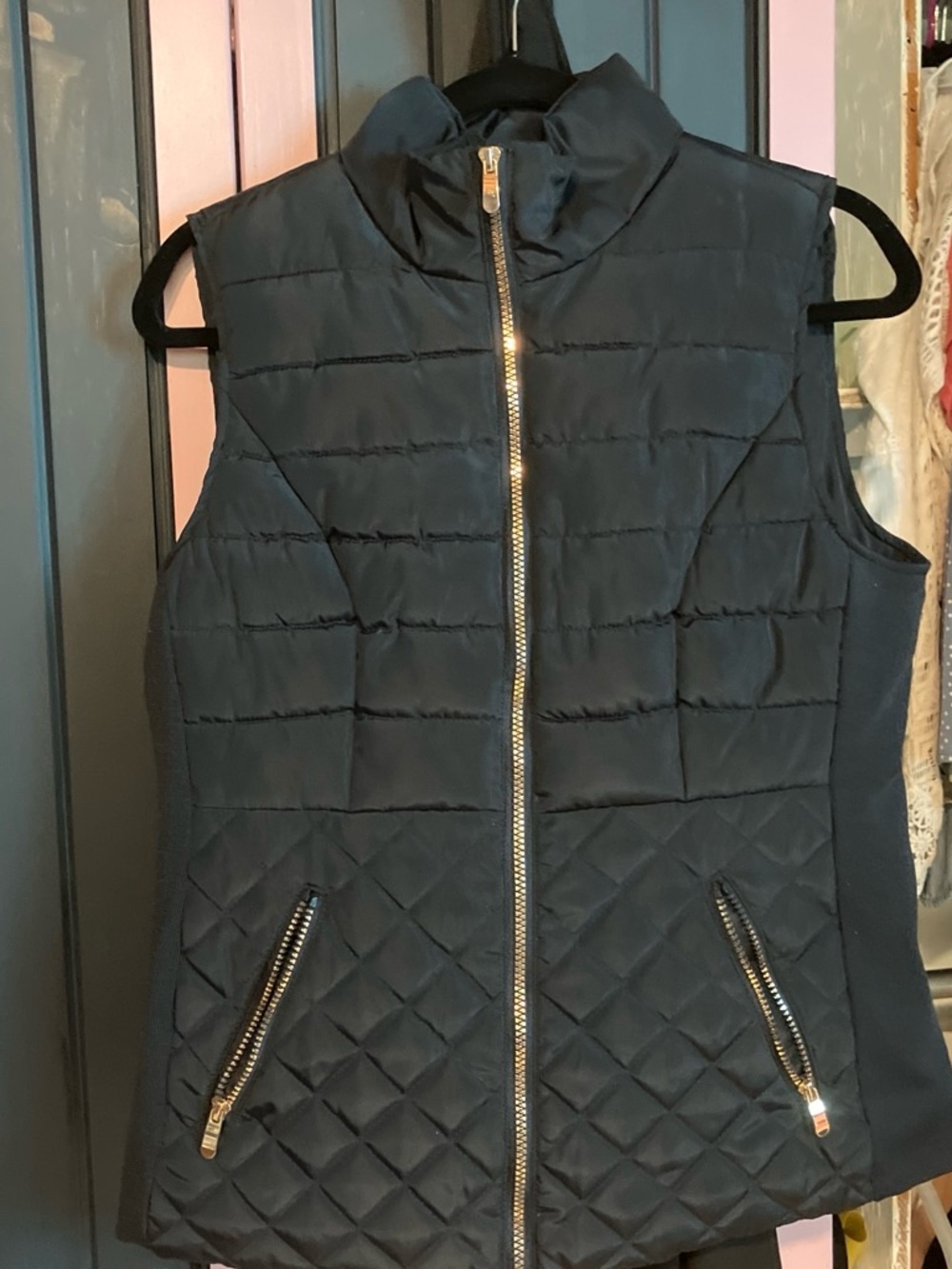 Ci Sono Black Quilted Vest with Gold Zippers